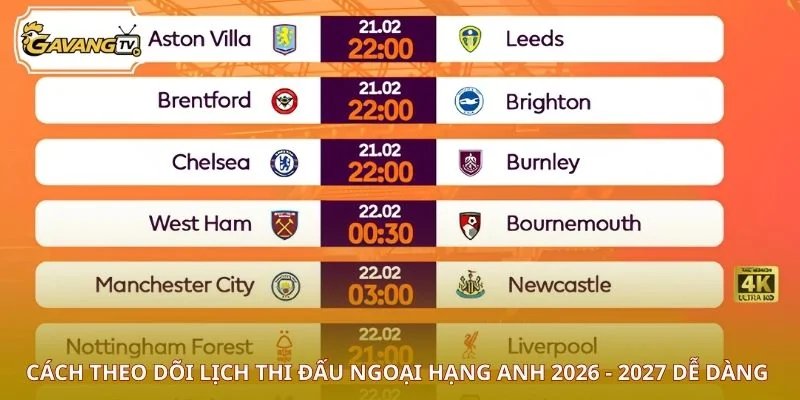 Cách theo dõi lịch thi đấu Ngoại Hạng Anh 2026 - 2027 dễ dàng 